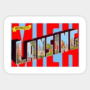 Greetings from Lansing Michigan - Vintage Large Letter Postcard Sticker